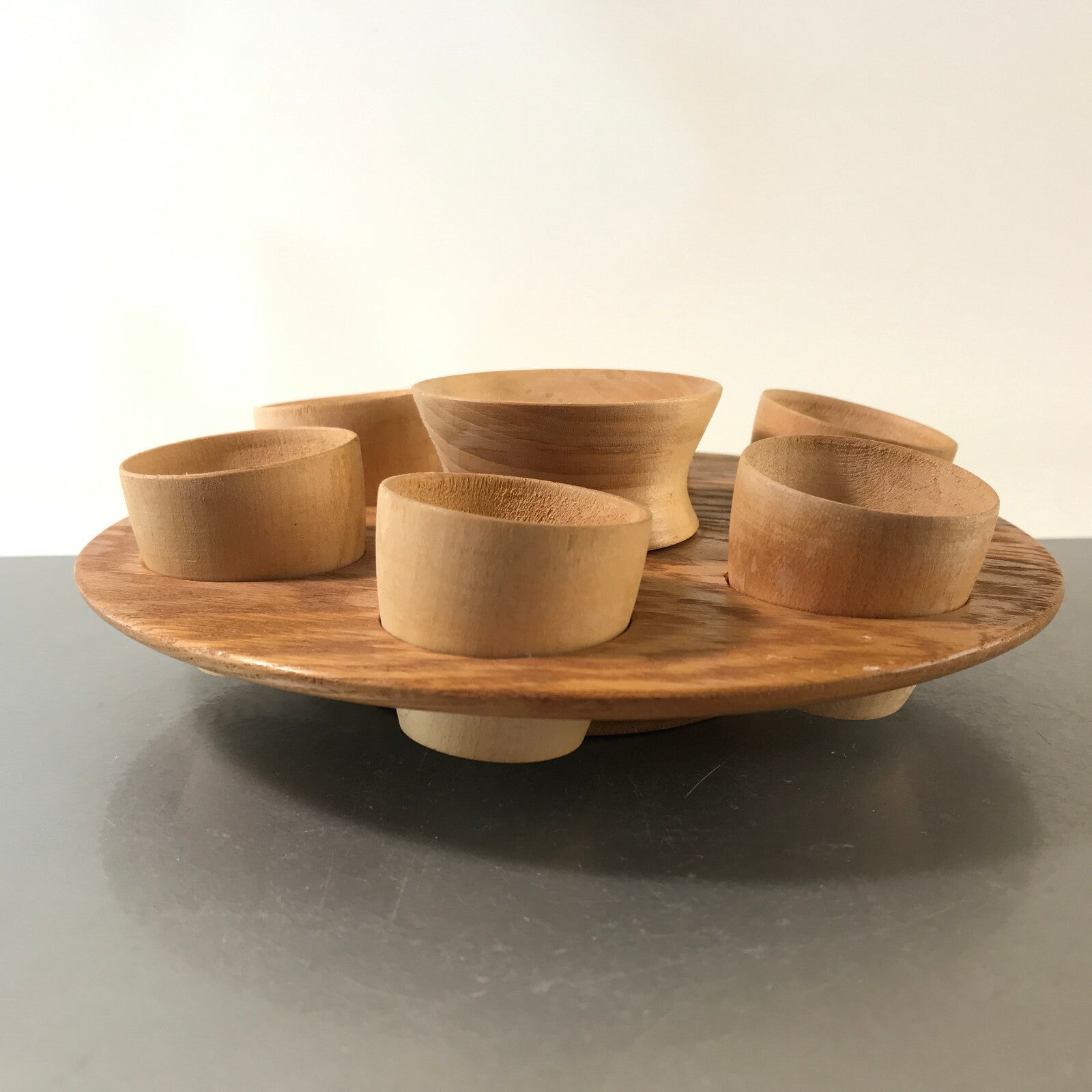 Dänner RÖHN Holz 60er 50er MID CENTURY Ständer mit Becher Schnapsbecher