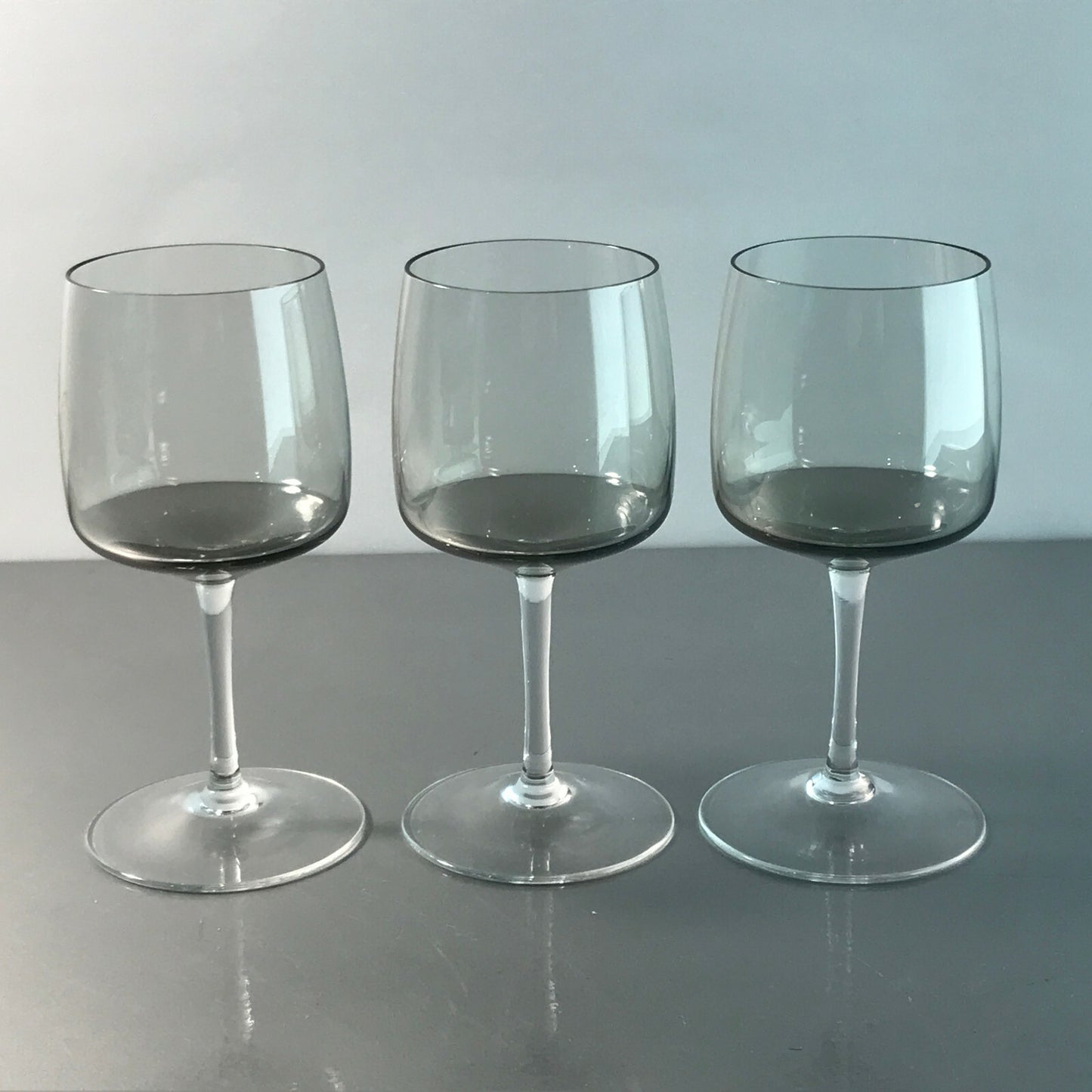 Vintage 3 er Set  RAUCHGLAS 11,5 cm Likörgläser Gläser Trinkgläser Glas