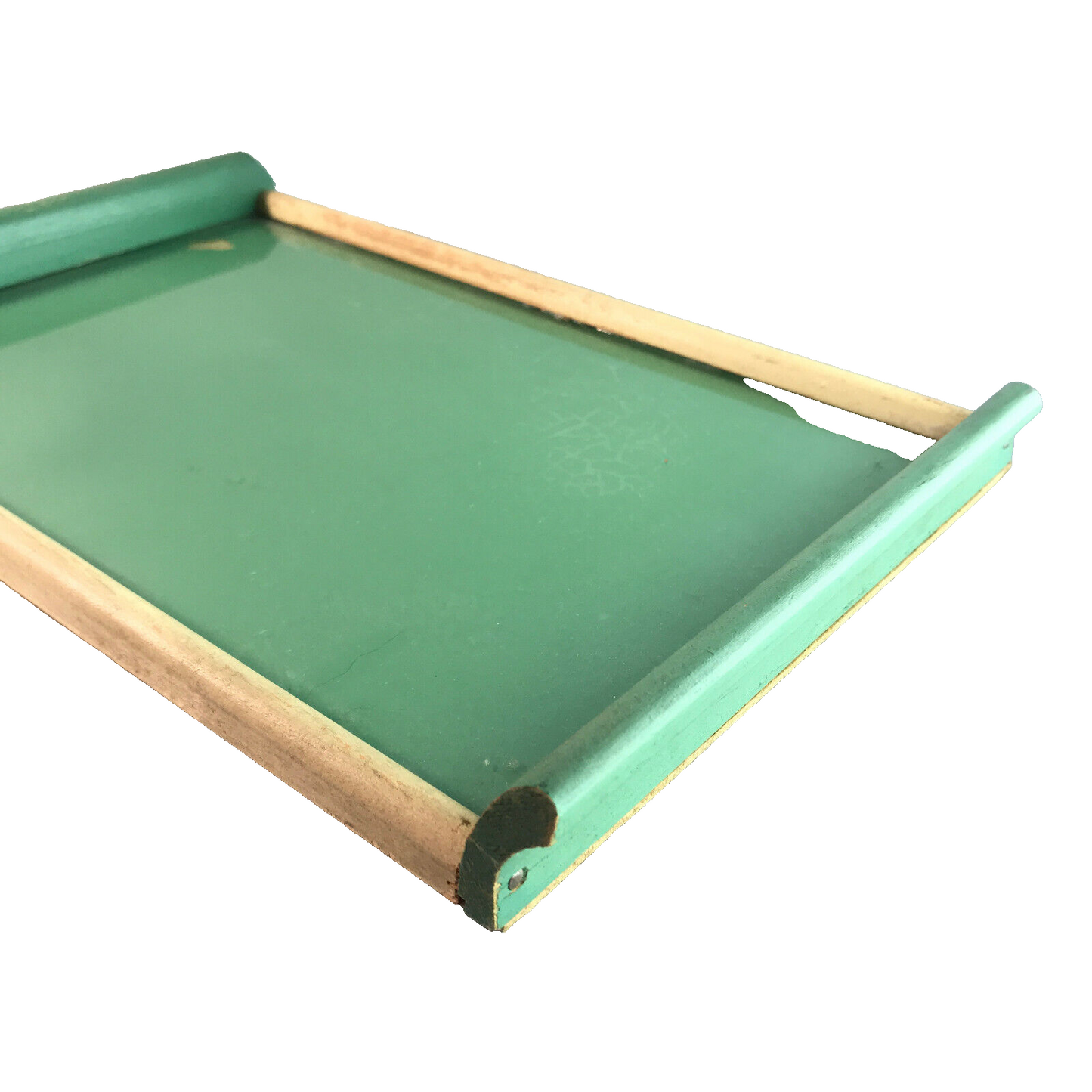 Art Déco 40er 50er 60er Tablett Holztablett Glasplatte 19,5 x 30 cm grün