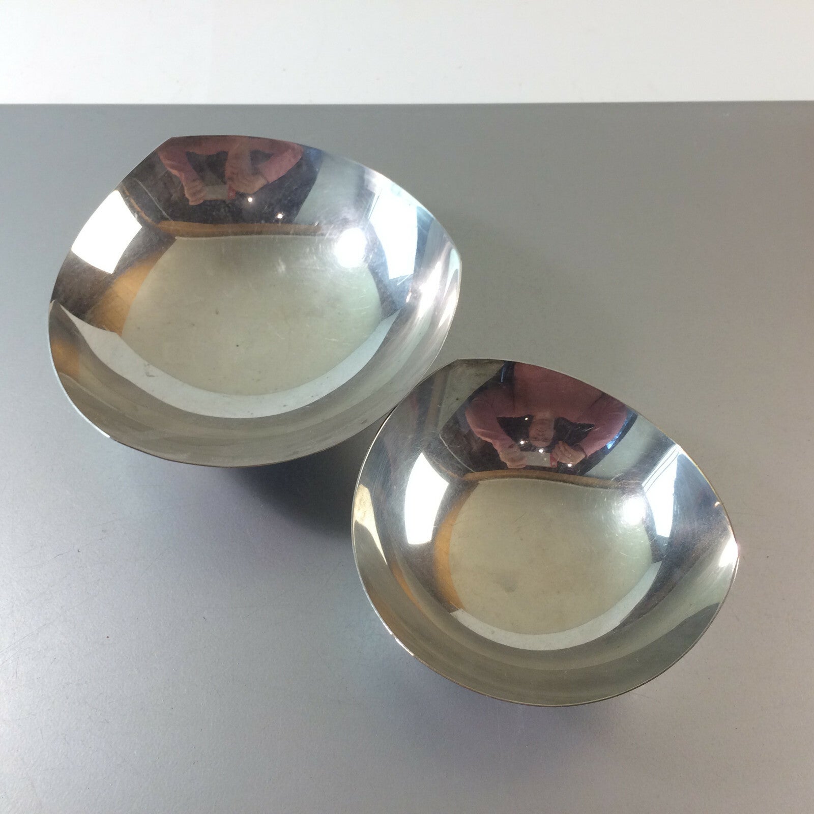 DENMARK Edelstahl VINTAGE 60er Schalen Set 3 eckig 11,5 / 14 cm Schälchen