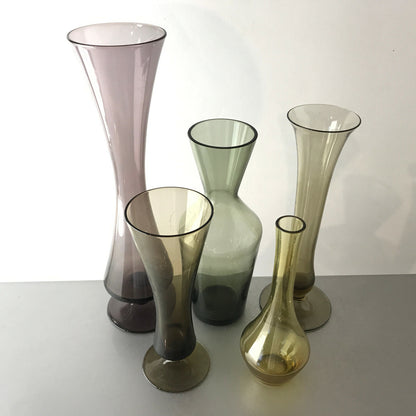 Gläser VINTAGE Vasen Set 50er 60er MID CENTURY Rauchglas Konvolut  lila