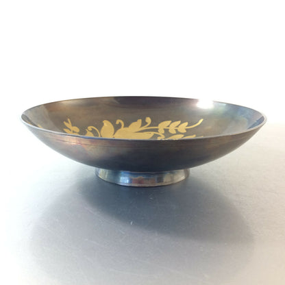 MID CENTURY Messing 50er 60er Schälchen Schale D 19 cm Blumen Metall