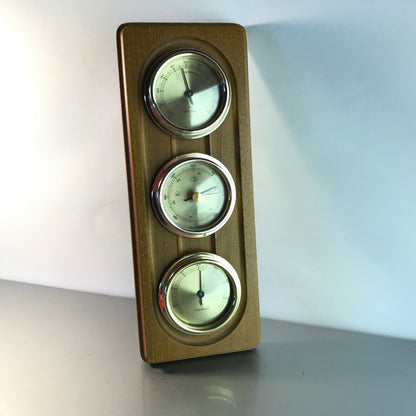 Hydrometer mit Thermometer Wetterstation MID CENTURY Holz 28,5 50er 60er Einrich