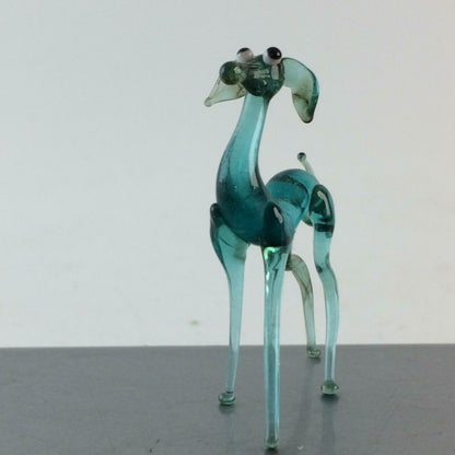 Hund blau H 4,2 cm Glas 50er 60er Lauscher Vintage MID CENTURY 