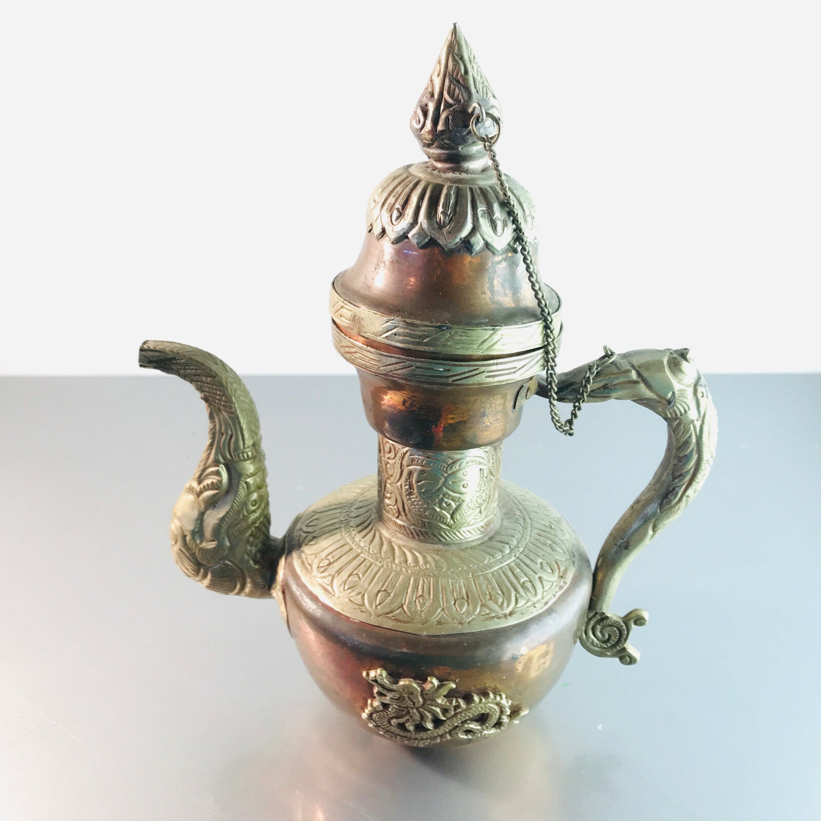 KANNE Teekanne Kupfer MESSING 50er 60er MID CENTURY  orientalisch 22,5 cm