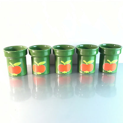 WÄCHTERSBACH Keramik Vase Becher Set grün Apfel 60er 70er 9,6 cm Kinder