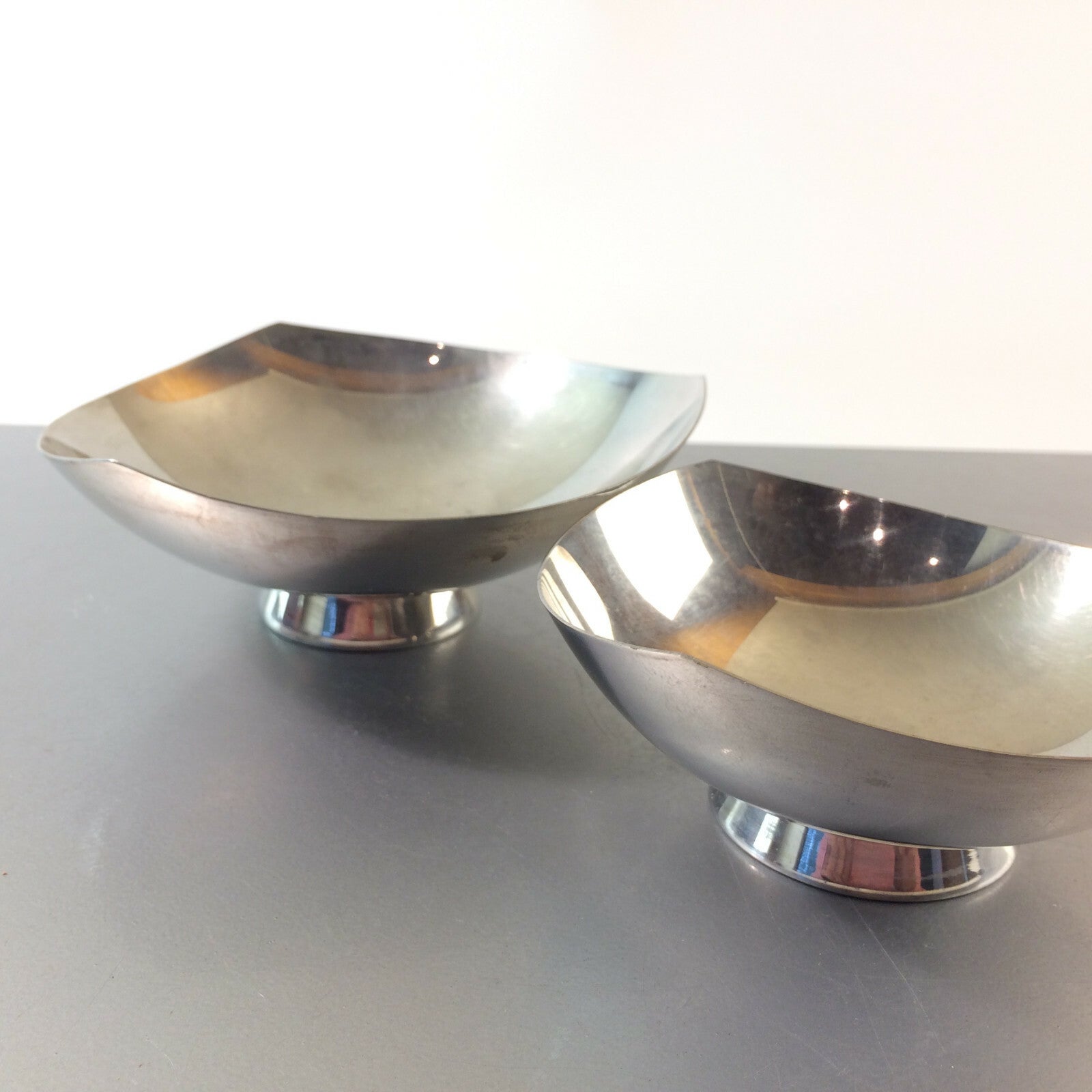 DENMARK Edelstahl VINTAGE 60er Schalen Set 3 eckig 11,5 / 14 cm Schälchen