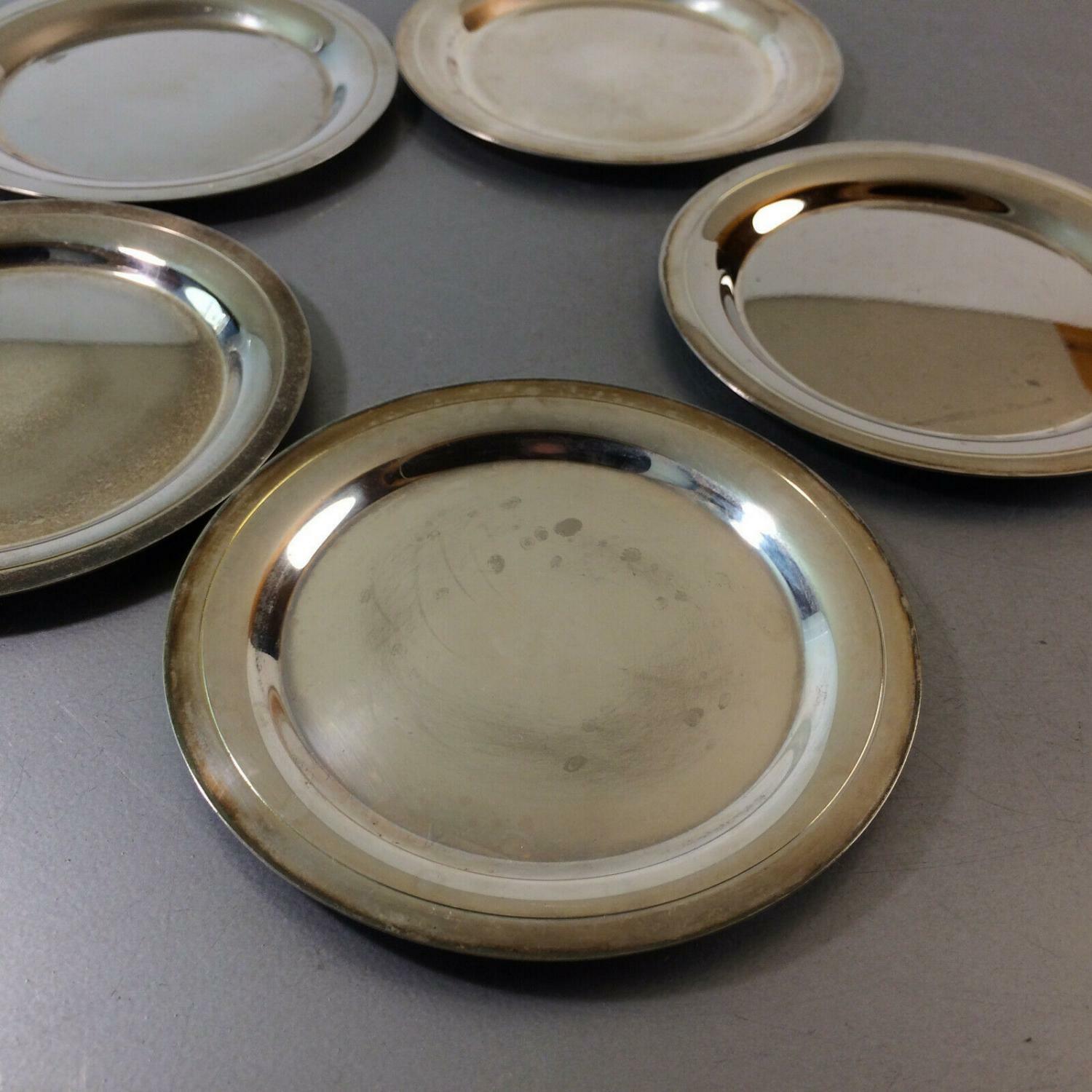 Untersetzer Glasuntersetzer versilbert 10,6 cm 5er Set für Gläser Tassen Hausbar
