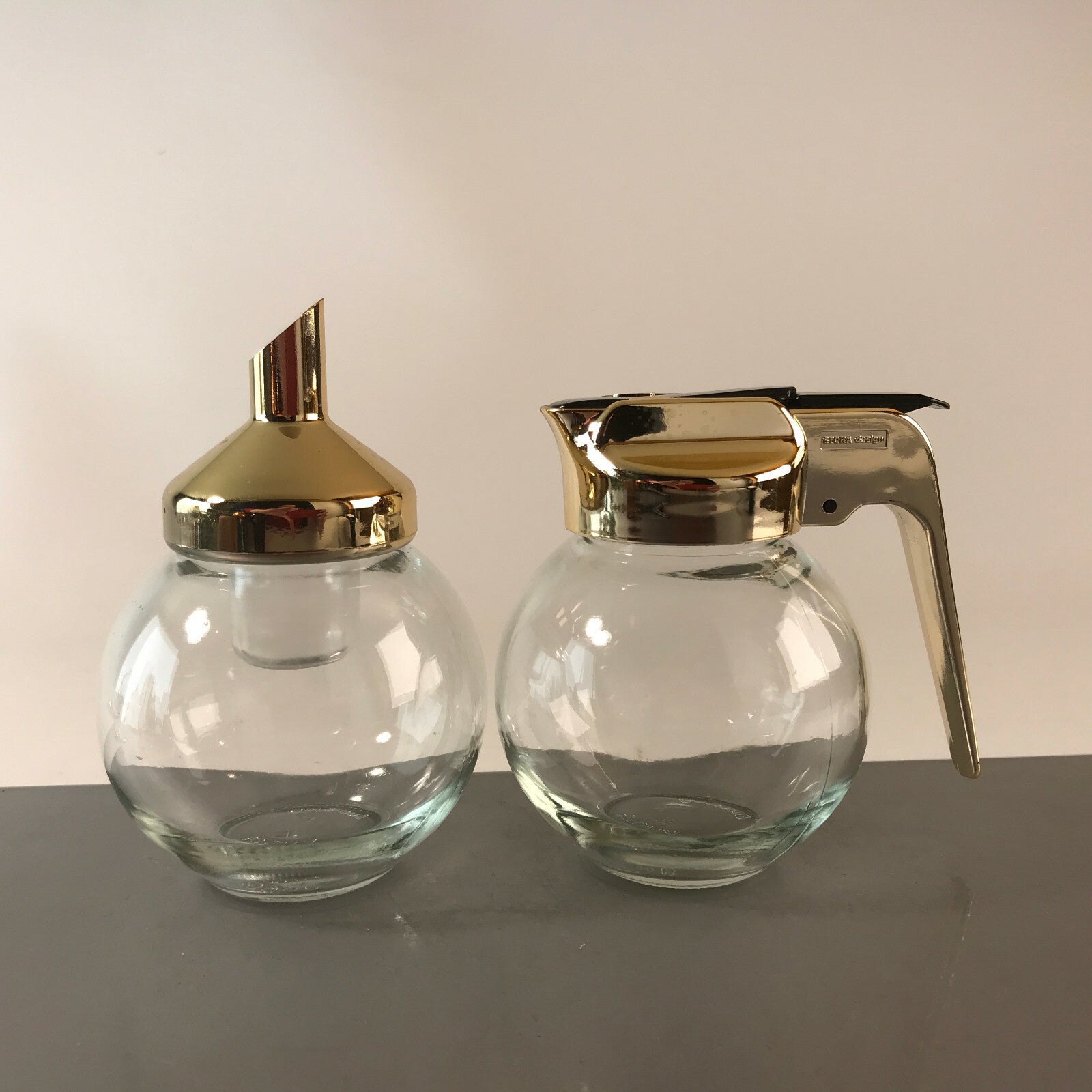 STOHA Glas Milchkännchen Zuckerspender od. Sahnespender Tropfen Dekor 60er