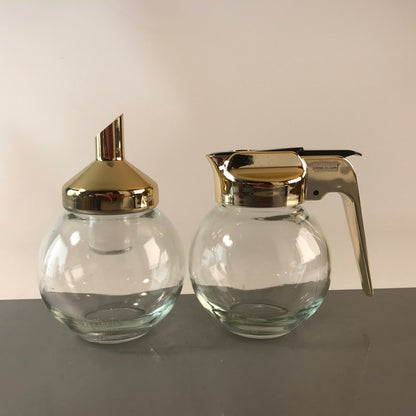 STOHA Glas Milchkännchen Zuckerspender od. Sahnespender Tropfen Dekor 60er