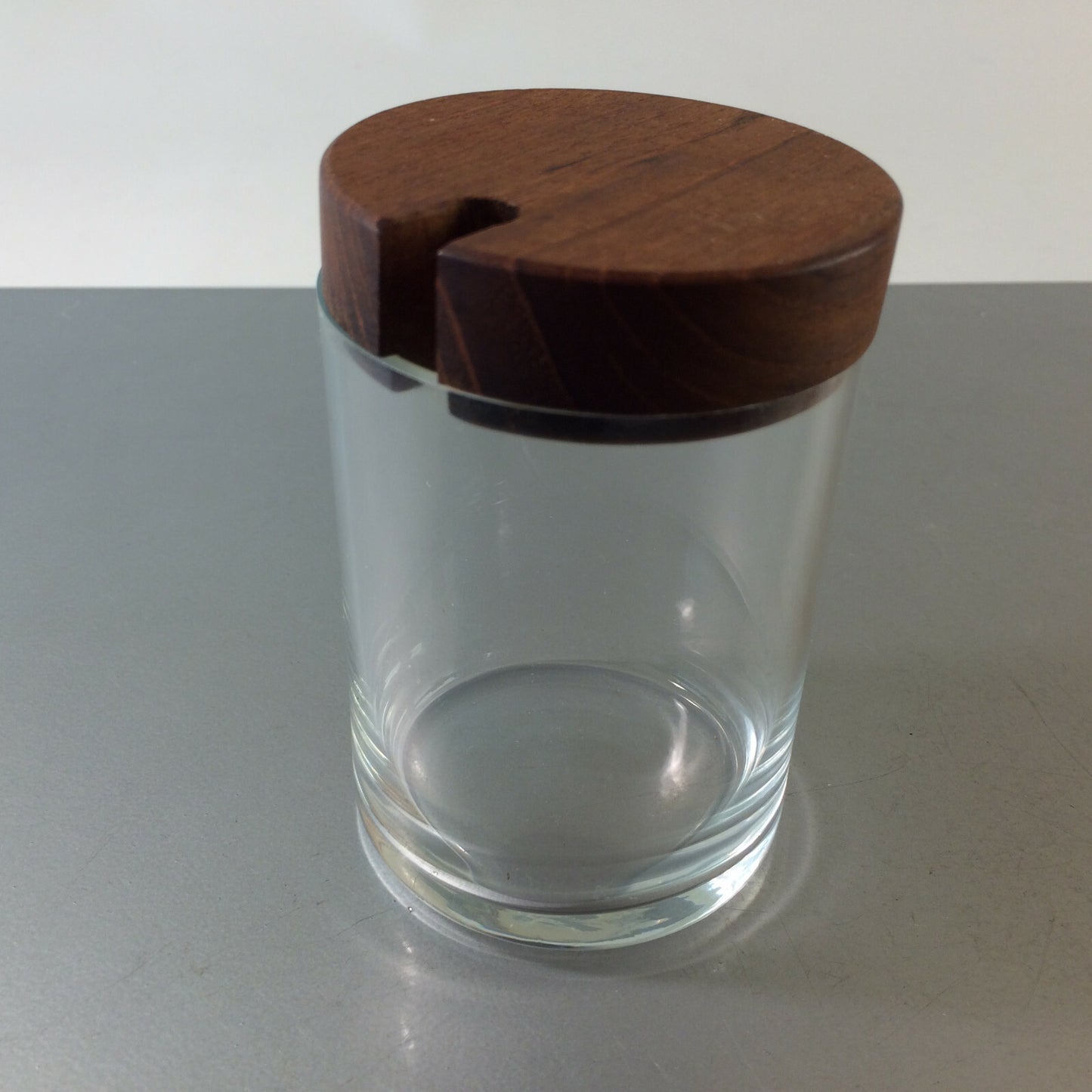 VINTAGE 60er 70er 6er Deckeldose Dose H 9,5  cm Holz Glas D  6,2 cm