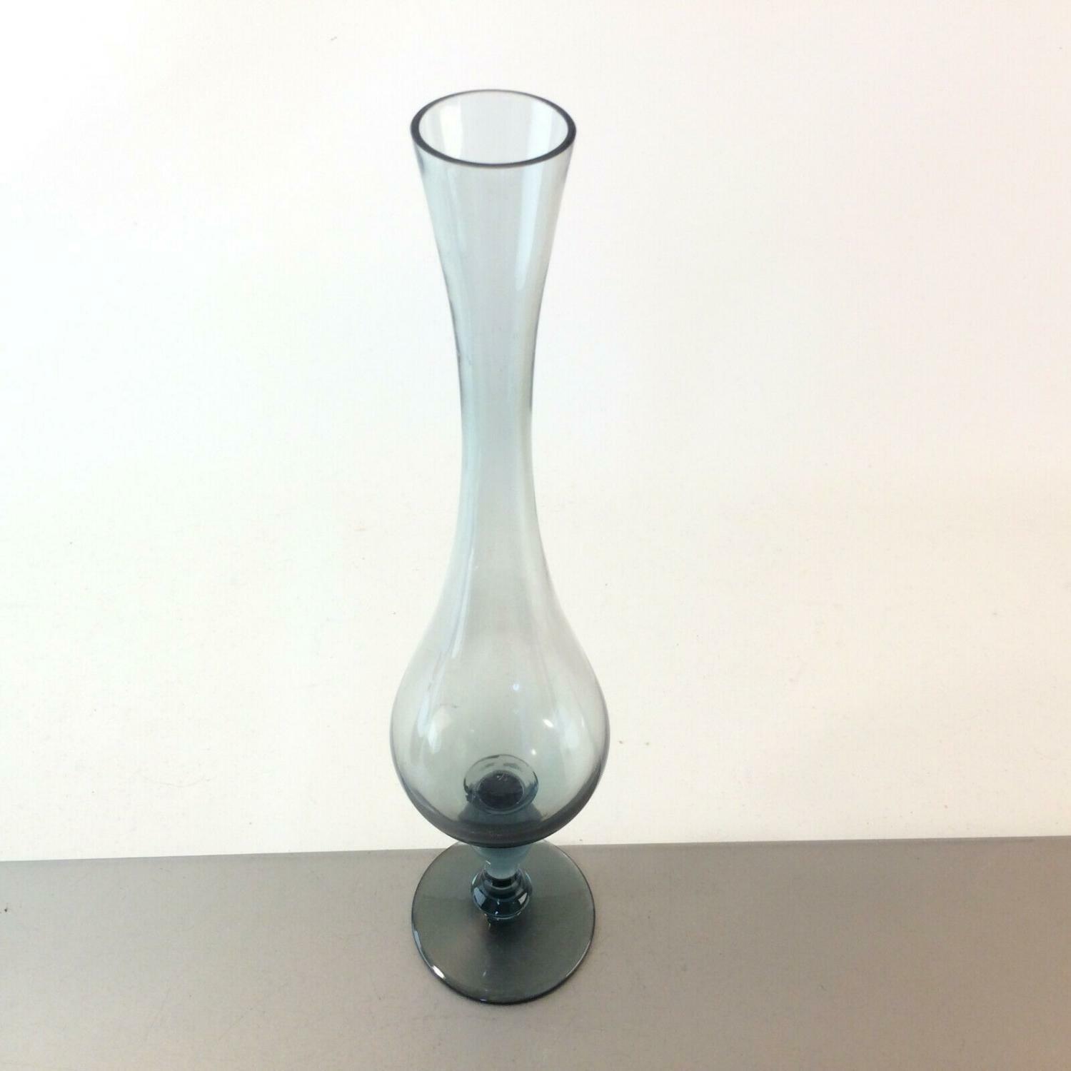 MID CENTURY  Vase 50er 60er Rauchglas Turmalin grün 34 cm Glas Glasvase