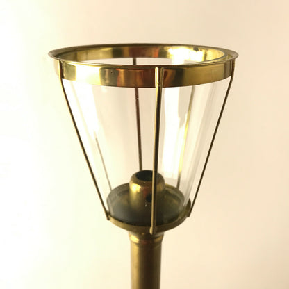 Vintage Kerzenhalter Windlicht Messing Glas Schirm H 33 cm Kerzenständer