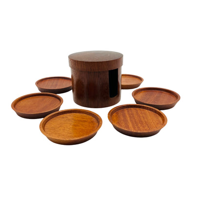 MID CENTURY Holz Dose 50er 60er Deckel Deckeldose mit Untersetzer D 7 cm (6 cm)