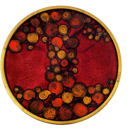 Käthe RUCKENBROD (sig.) Teller Emaille 50er 60er Stegemaille Cloisonne