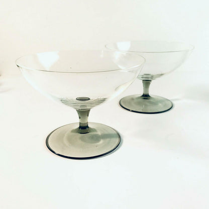 RAUCHGLAS 50er 60er Schüssel Schälchen Schale MID CENTURY 2er Set  D 11,3