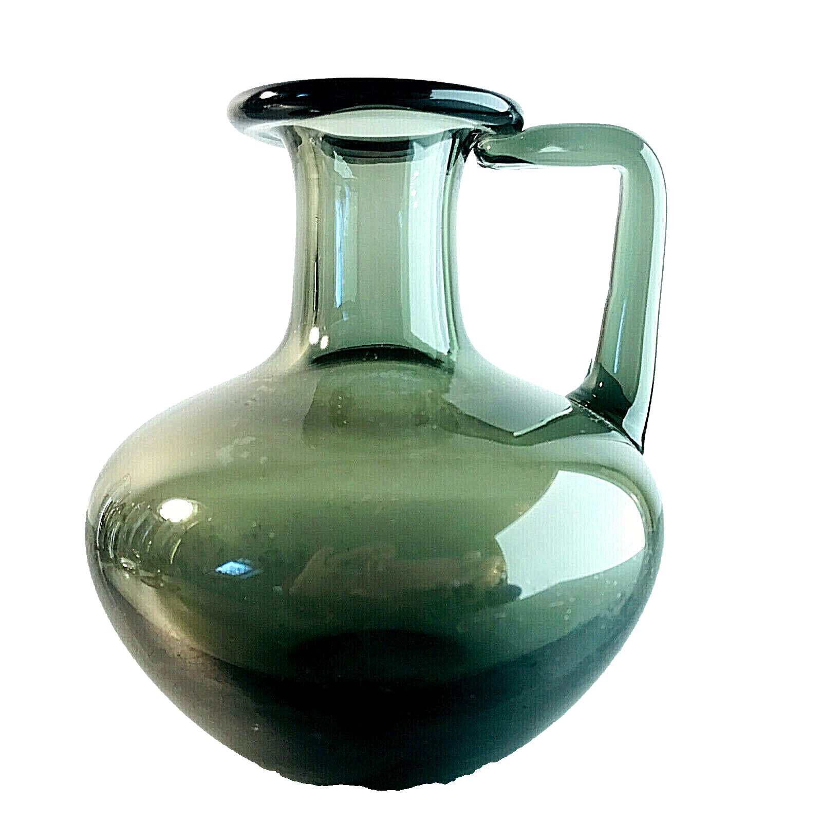 RAUCHGLAS Glas Vase Kanne Karaffe VINTAGE 13,4 cm 60er 70er Kännchen