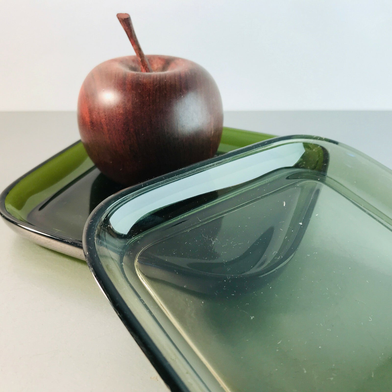 Vintage GLAS 50er 60er MID CENTURY Schälchen Schalen D 16,7 cm Rauchglas
