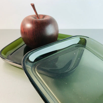 Vintage GLAS 50er 60er MID CENTURY Schälchen Schalen D 16,7 cm Rauchglas