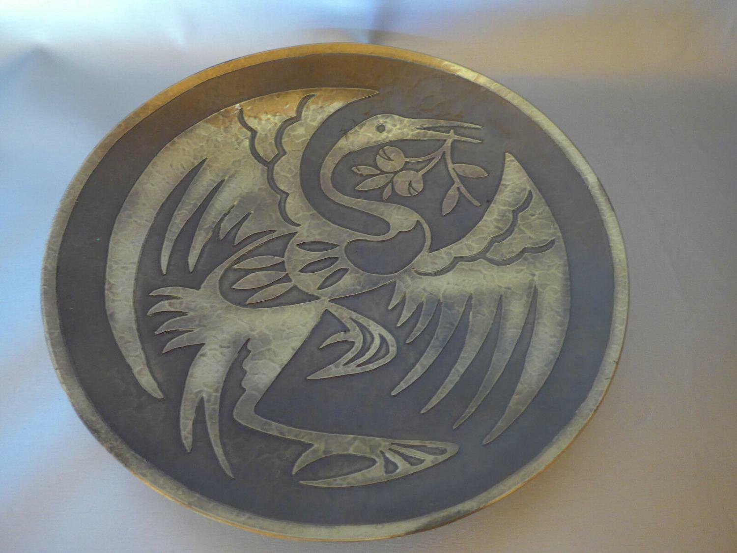 MESSING Teller Wandteller Relief 50er 60er MID CENTURY zum Hängen 23,8