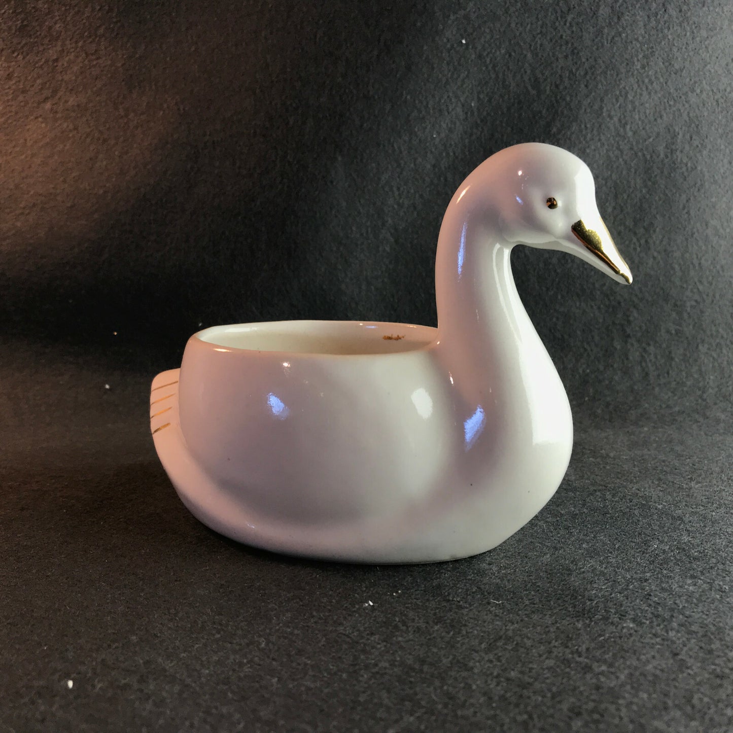VINTAGE Übertopf Schwan Gold Rand D 7,2 MID CENTURY Keramik 70er 80er
