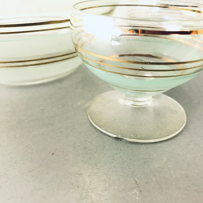 MID CENTURY Kanne Glas Karaffe Flasche Gold 19cm 50er 60er Vintage Gläser