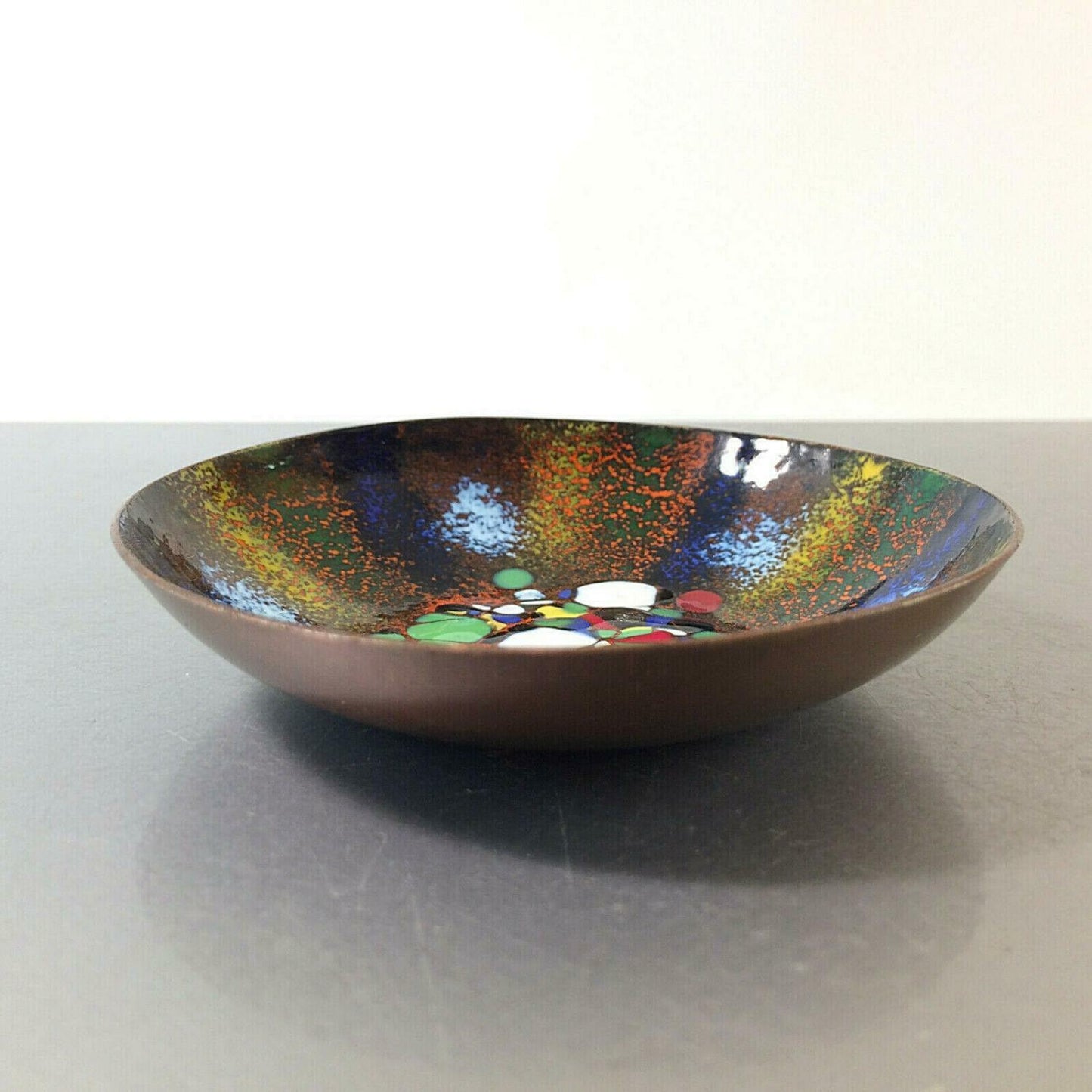 Kupfer SCHALE Emaille Email 50er 60er 70er MID CENTURY 9,1 cm 
