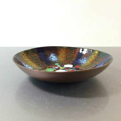 Kupfer SCHALE Emaille Email 50er 60er 70er MID CENTURY 9,1 cm 