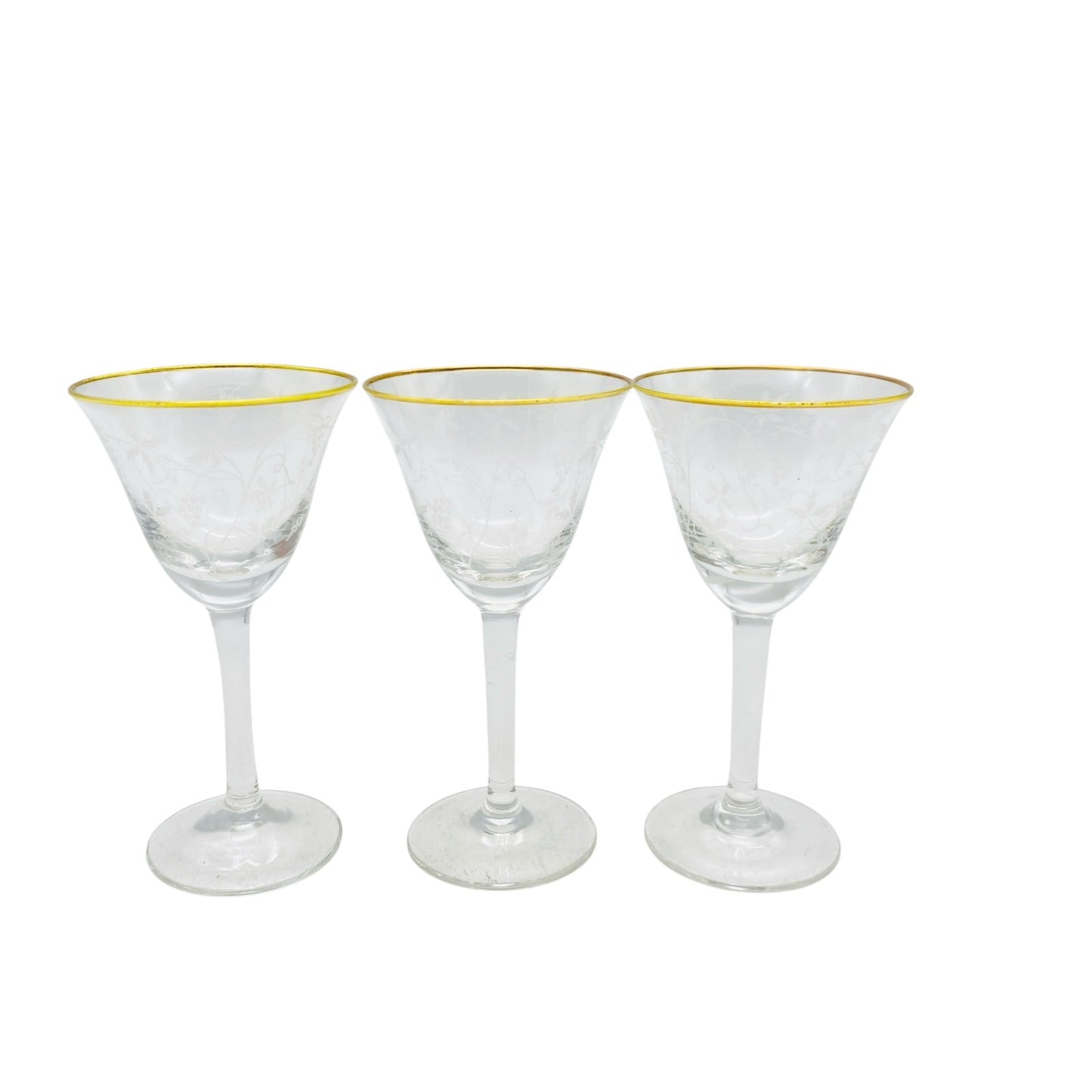 Spiegelau Likörgläser Gläser H 9,9  cm Goldrand 60er Vintage 3er Set Weinreben