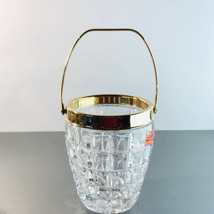 QUIST Eiswürfeleimer Glas 50er 60er 70er 11,5 cm Gold farben Messing