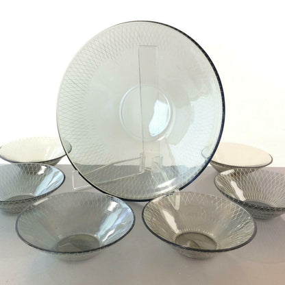 RAUCHGLAS 50er 60er Schüssel Schälchen Schale Set MID CENTURY 7 teil.