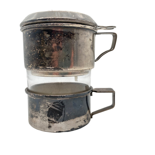 Vintage Tassenfilter Teller Filter  Set Tasse Theobert Kaffee Glas H 12,3 cm
