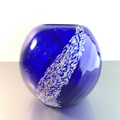Vase MID CENTURY Vase blau 50er 60er  Vintage 13,5 cm weiß