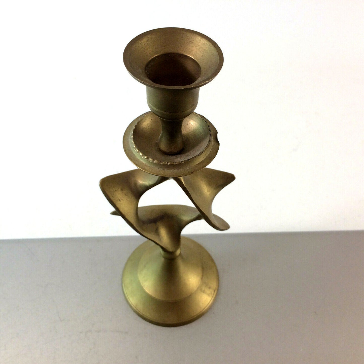 Messing Kerzenhalter 50er 60er Kerzenständer Vintage 18,5 cm Stern 