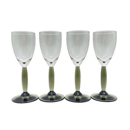 Vintage 4 er Set  Rauchglas grau 17,2 cm Likörgläser Gläser Trinkgläser Glas