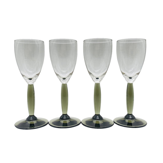 Vintage 4 er Set  Rauchglas grau 17,2 cm Likörgläser Gläser Trinkgläser Glas