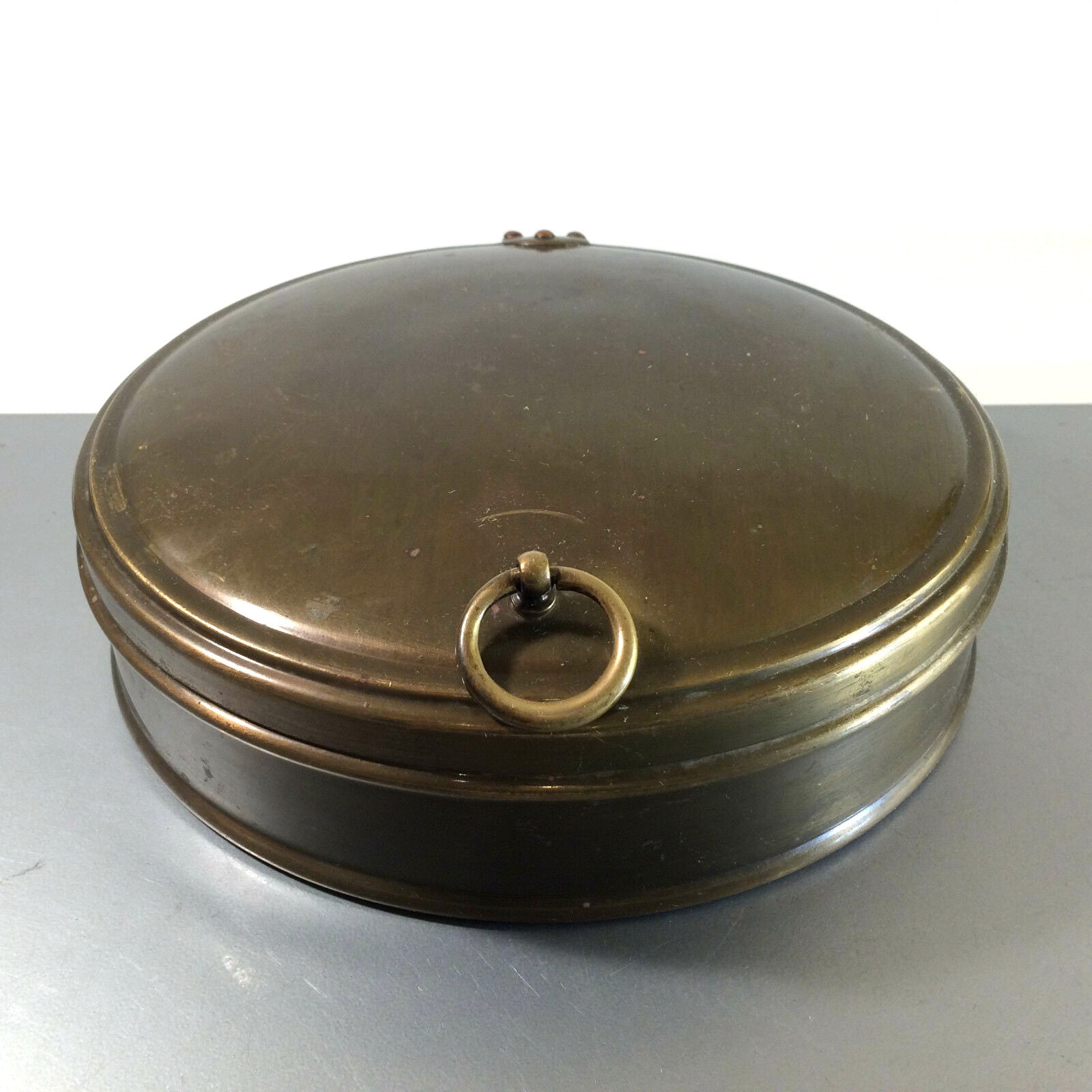 MID CENTURY Messing 50er 60er Dose Deckeldose 24 cm