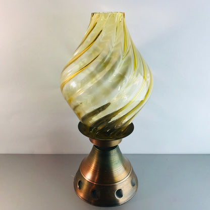 Vintage Windlicht Kerzenhalter Kupfer Glas 32 cm 60er 70er MID CENTURY