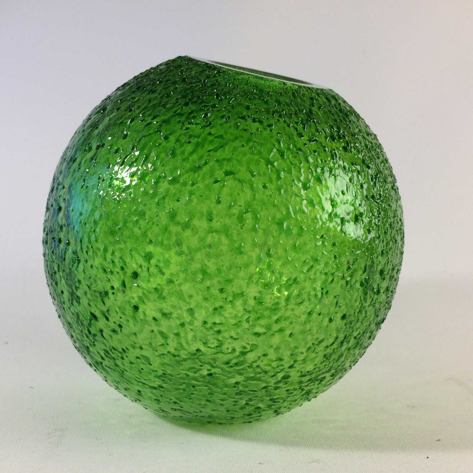 Vase 16 cm 50er 60er MID CENTURY Vase Glas grün Kugelvase schiefe Öffnung