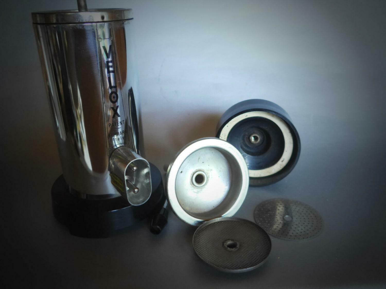 Velox Ferrara PATENT Espressokocher schwarz elektr. 3 Tassen 70er Italy