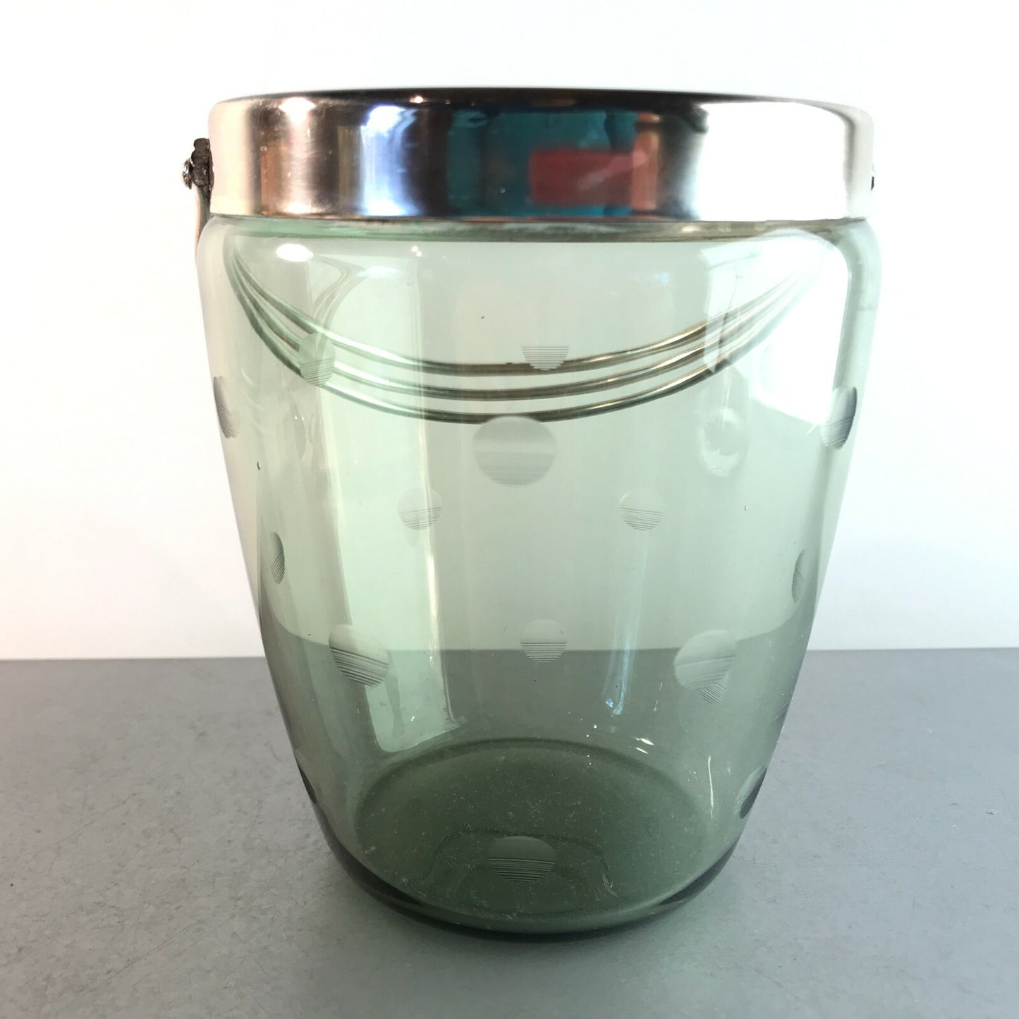 Glas Eiswürfeleimer Eiseimer 50er 60er 14 cm Vintage Linsenschliff 