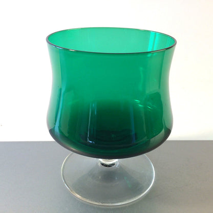 Vintage Glas grün Glasschale Dessertglas 50er 60er  11,8 cm 