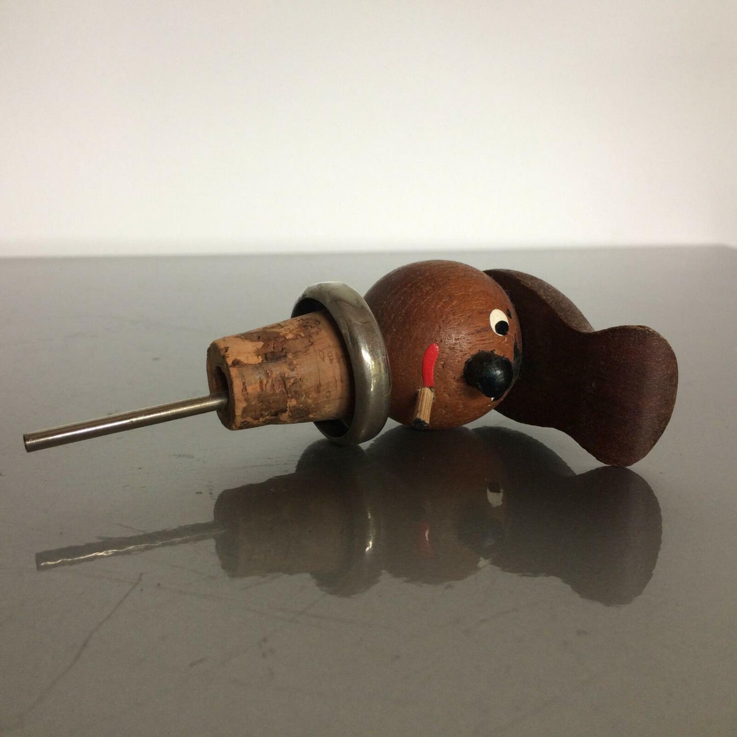 Ausgießer Dosierer Schnaps 50er 60er MID CENTURY Holz mit Deckel & Kork