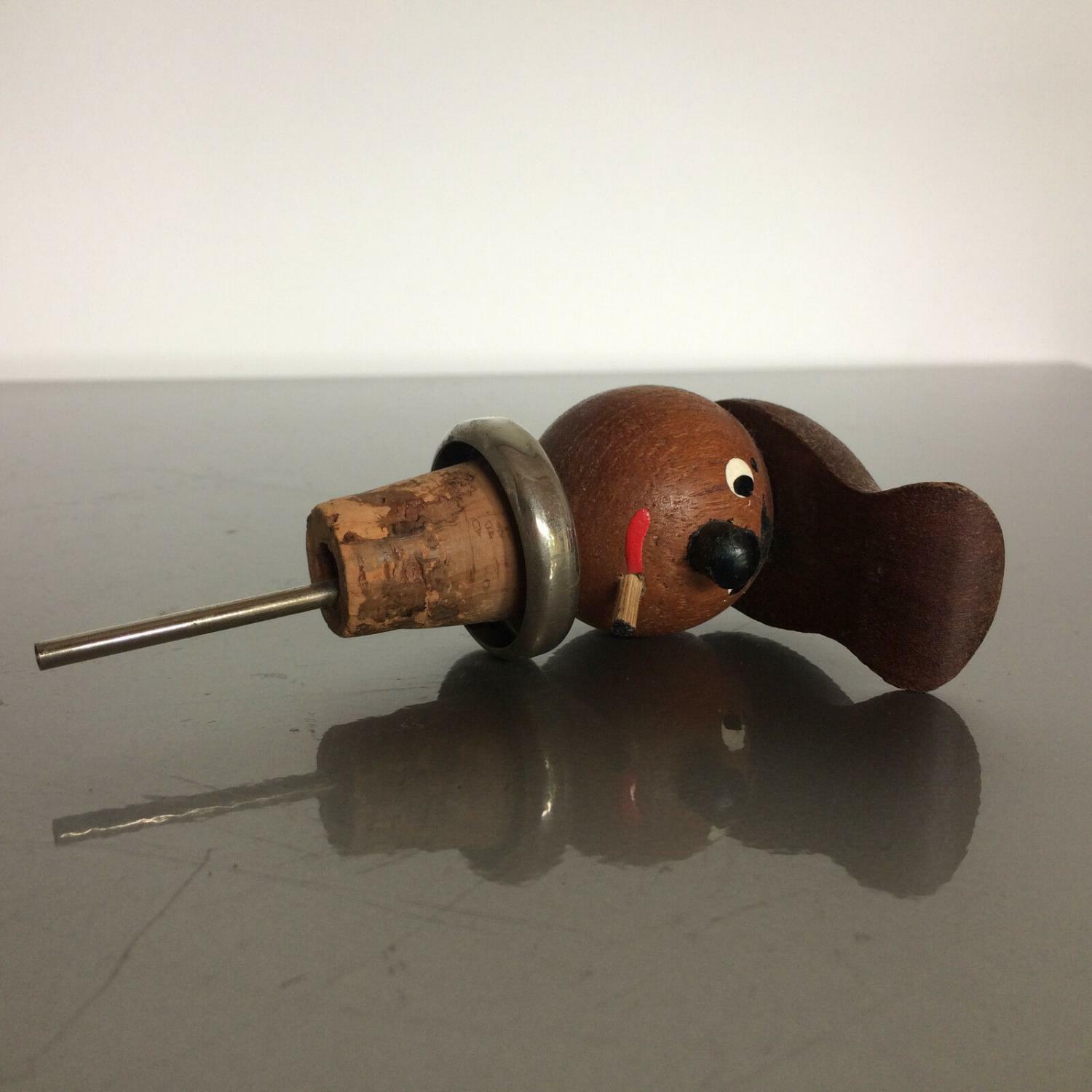 Ausgießer Dosierer Schnaps 50er 60er MID CENTURY Holz mit Deckel & Kork