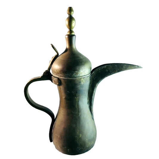Antike Kanne Metall 31 cm handgefertigt Teekanne orientalisch Saudi Arabi