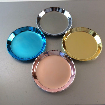 4er Set Untersetzer Gläser 50er 60er Alu Metall Blech 12 cm Teller pastell