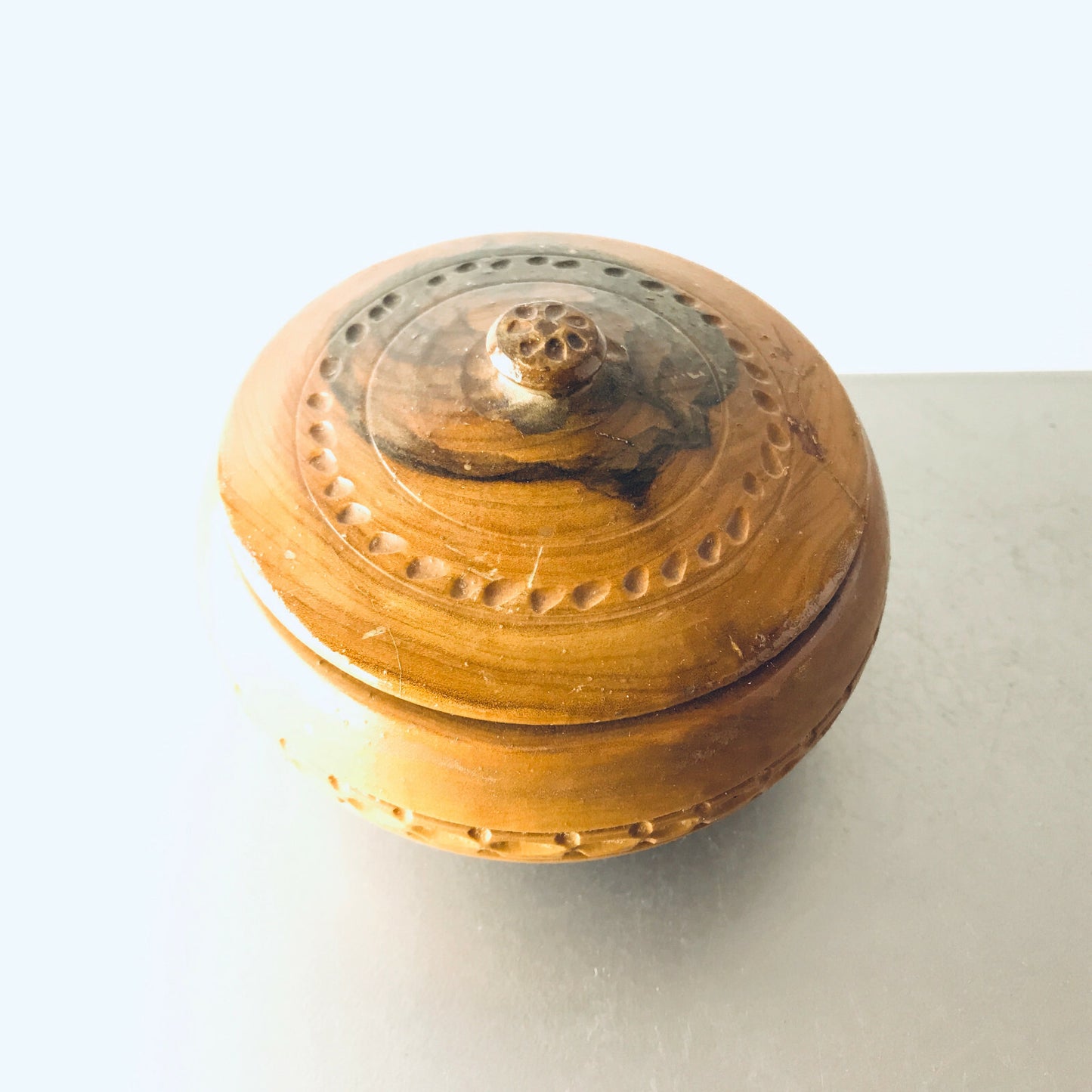 Schatulle Holz 60er 50er Teak MID CENTURY Dose D 11 cm Deckeldose