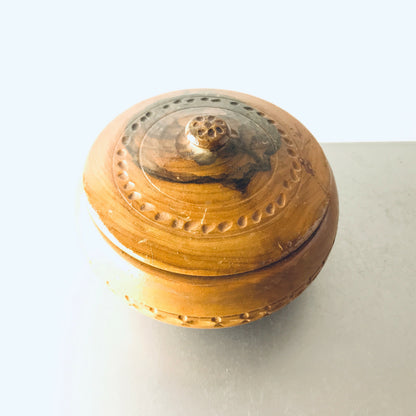 Schatulle Holz 60er 50er Teak MID CENTURY Dose D 11 cm Deckeldose