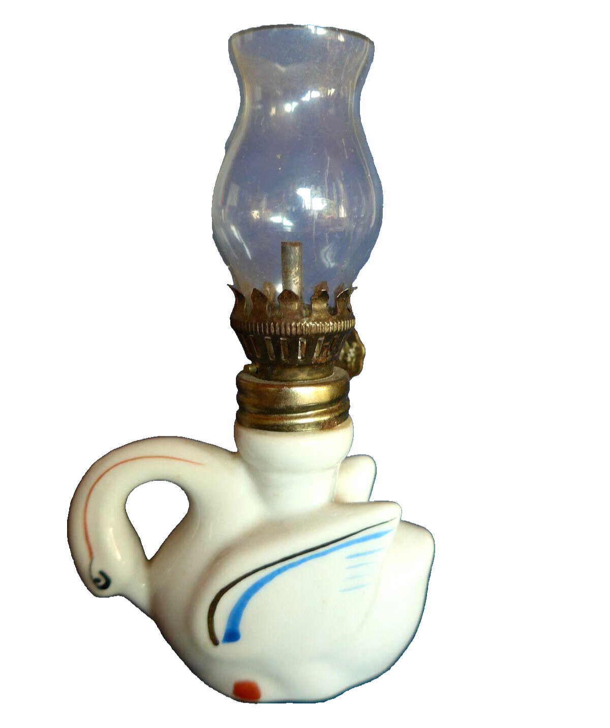 Mini Petroleumlampe Glas / Porzellan 12,5 cm Kerosene Petroleumleuchte