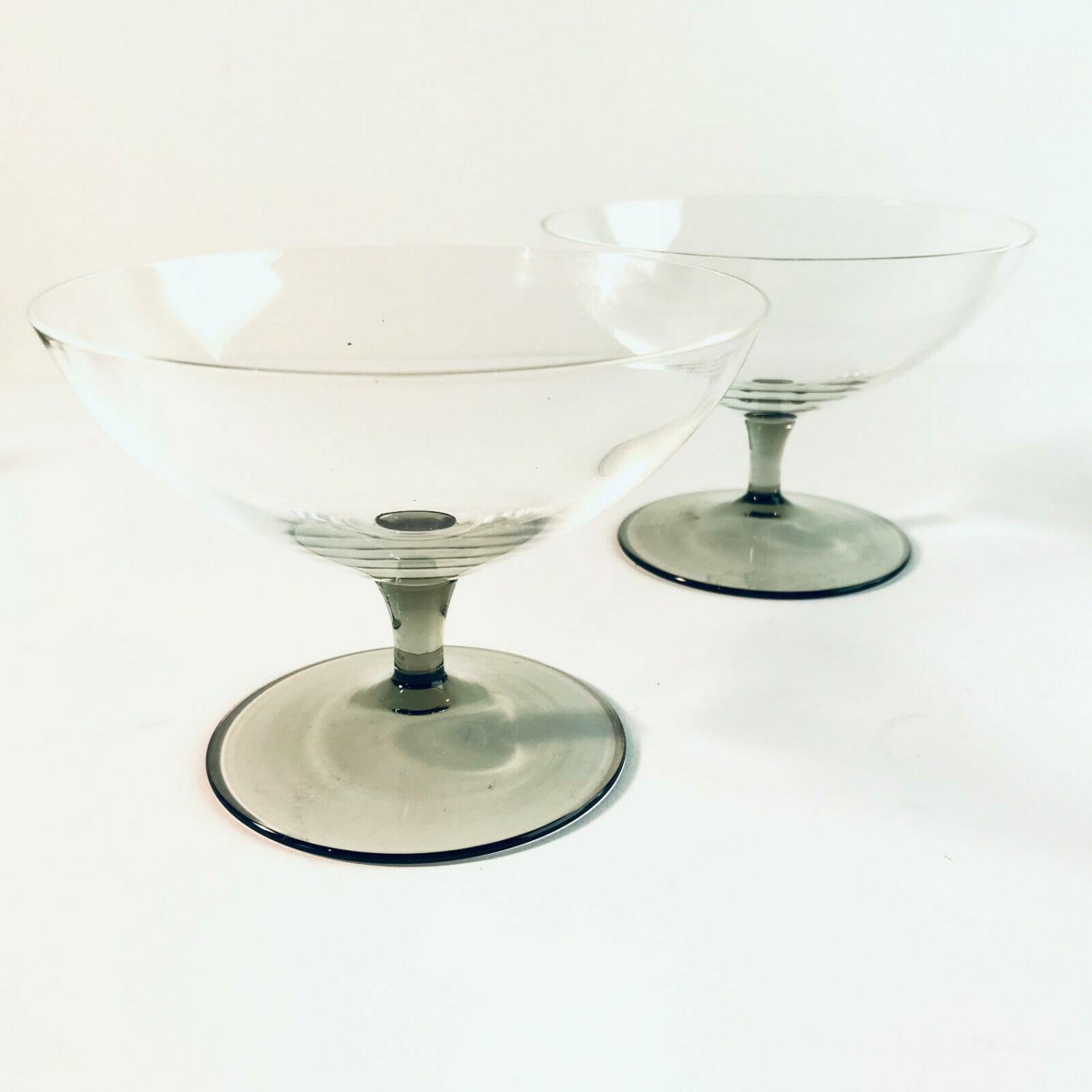 RAUCHGLAS 50er 60er Schüssel Schälchen Schale MID CENTURY 2er Set  D 11,3